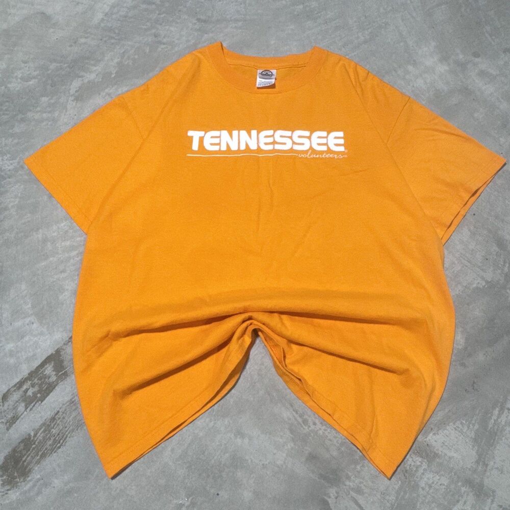 Vintage Tennessee Spell Out T Shirt Mens L Orange Delta Magnum Weight Cotton